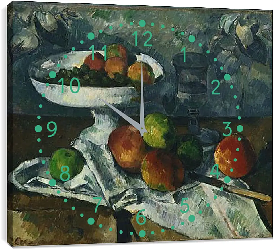 Часы картина - Still Life with Fruit Dish. Поль Сезанн