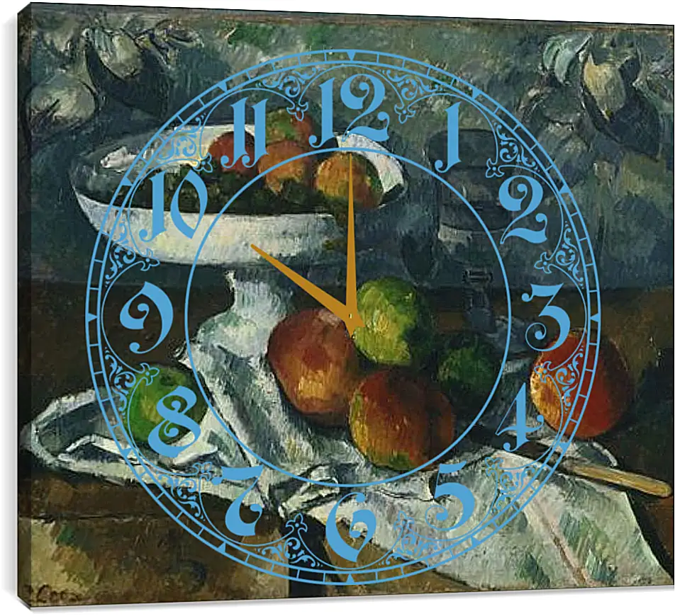Часы картина - Still Life with Fruit Dish. Поль Сезанн
