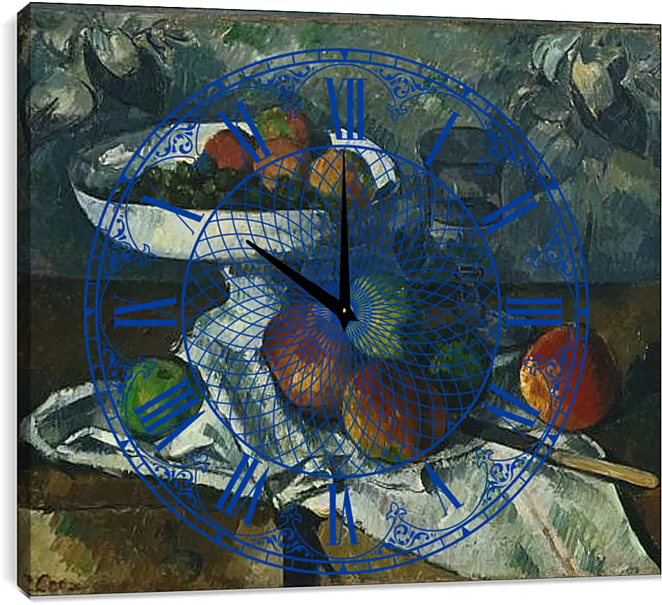 Часы картина - Still Life with Fruit Dish. Поль Сезанн