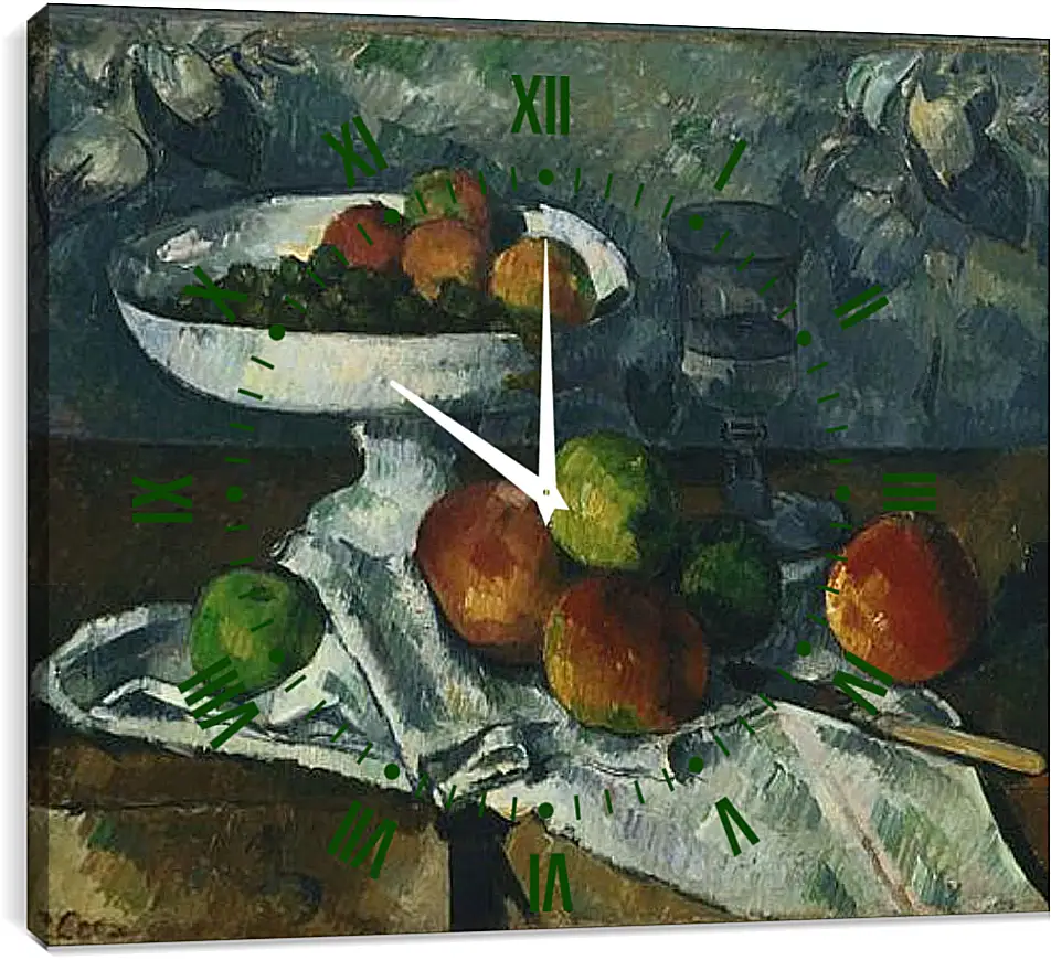 Часы картина - Still Life with Fruit Dish. Поль Сезанн