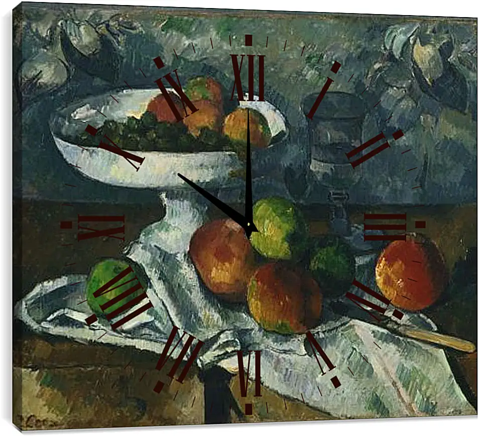 Часы картина - Still Life with Fruit Dish. Поль Сезанн