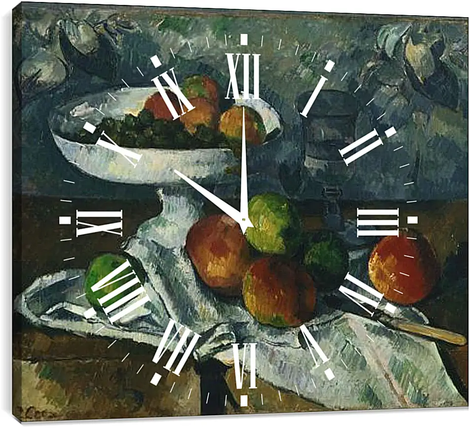 Часы картина - Still Life with Fruit Dish. Поль Сезанн