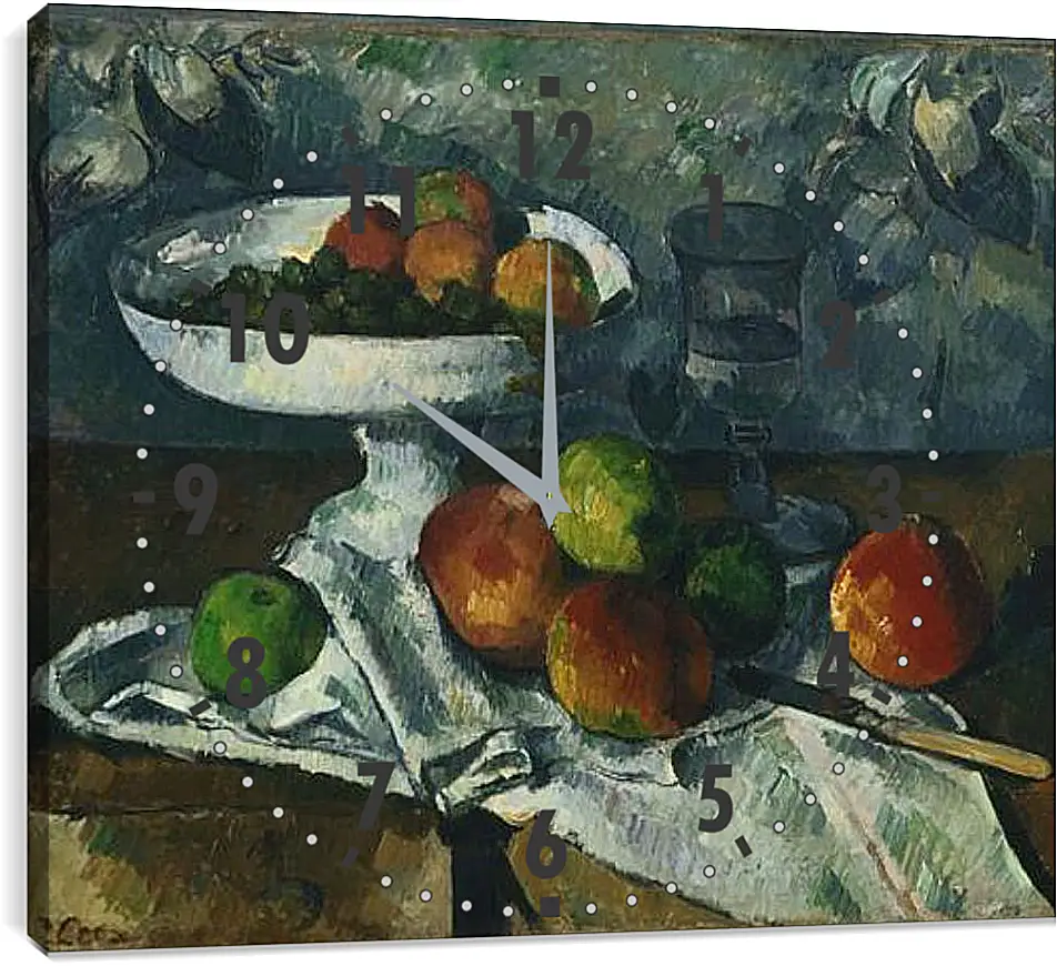 Часы картина - Still Life with Fruit Dish. Поль Сезанн