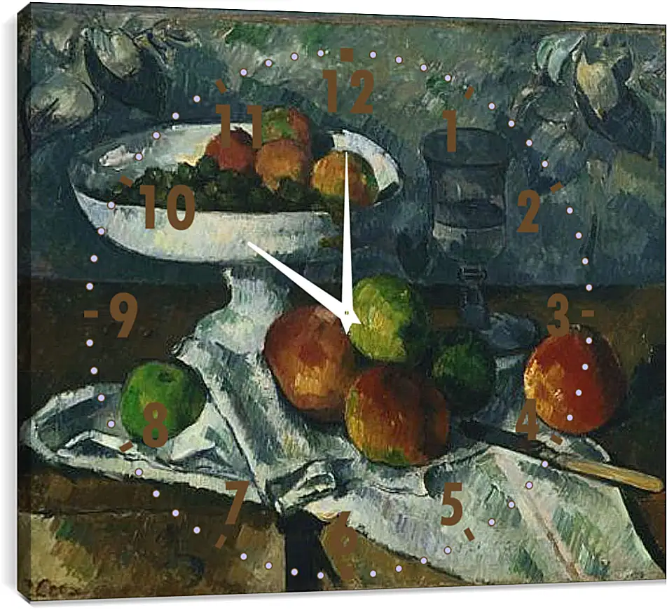 Часы картина - Still Life with Fruit Dish. Поль Сезанн