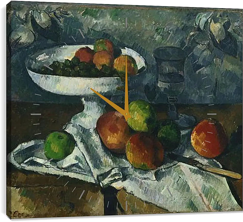 Часы картина - Still Life with Fruit Dish. Поль Сезанн