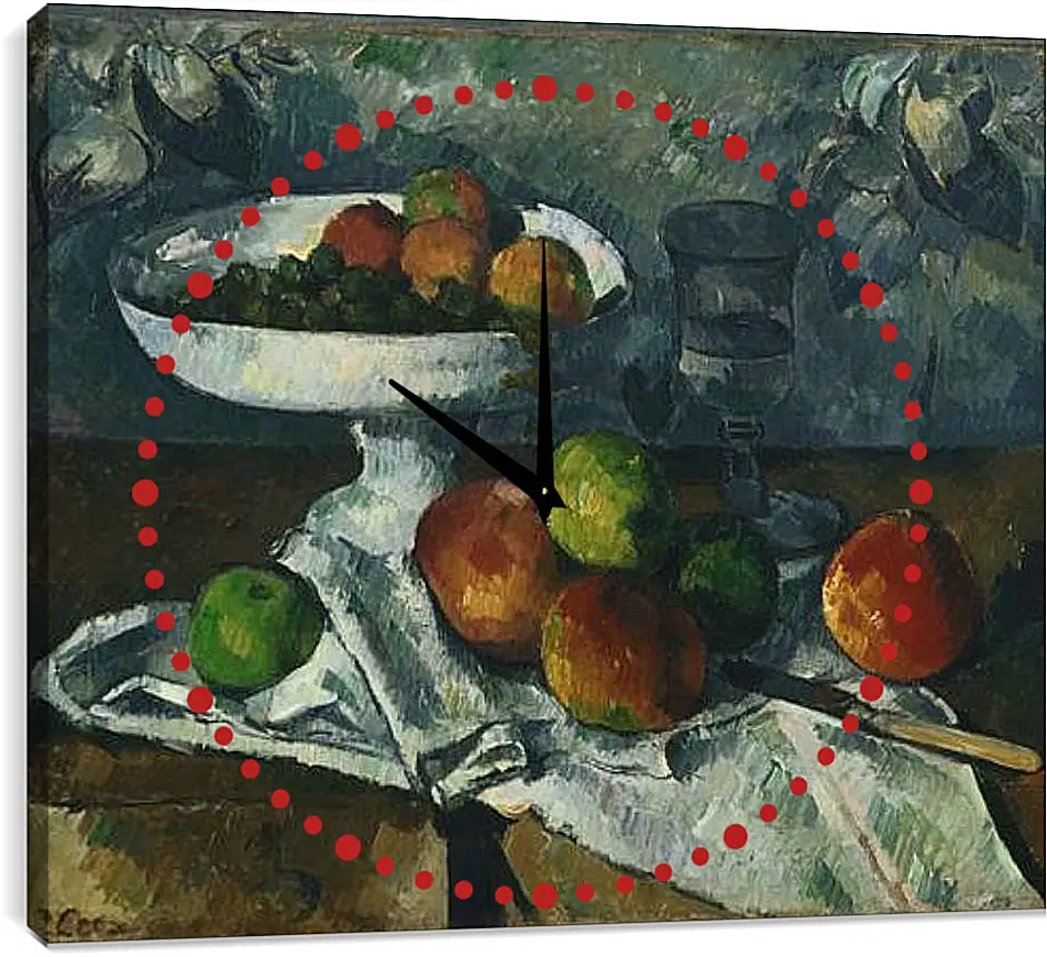 Часы картина - Still Life with Fruit Dish. Поль Сезанн