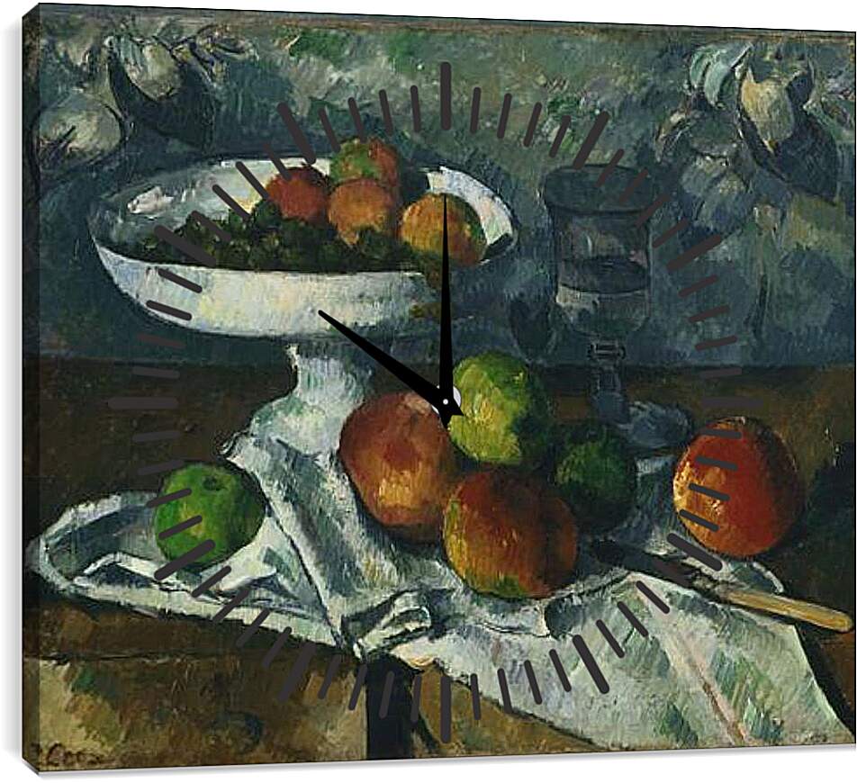 Часы картина - Still Life with Fruit Dish. Поль Сезанн