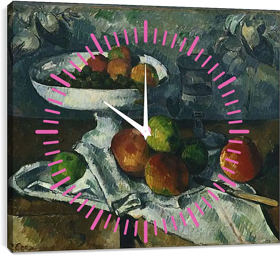 Часы картина - Still Life with Fruit Dish. Поль Сезанн