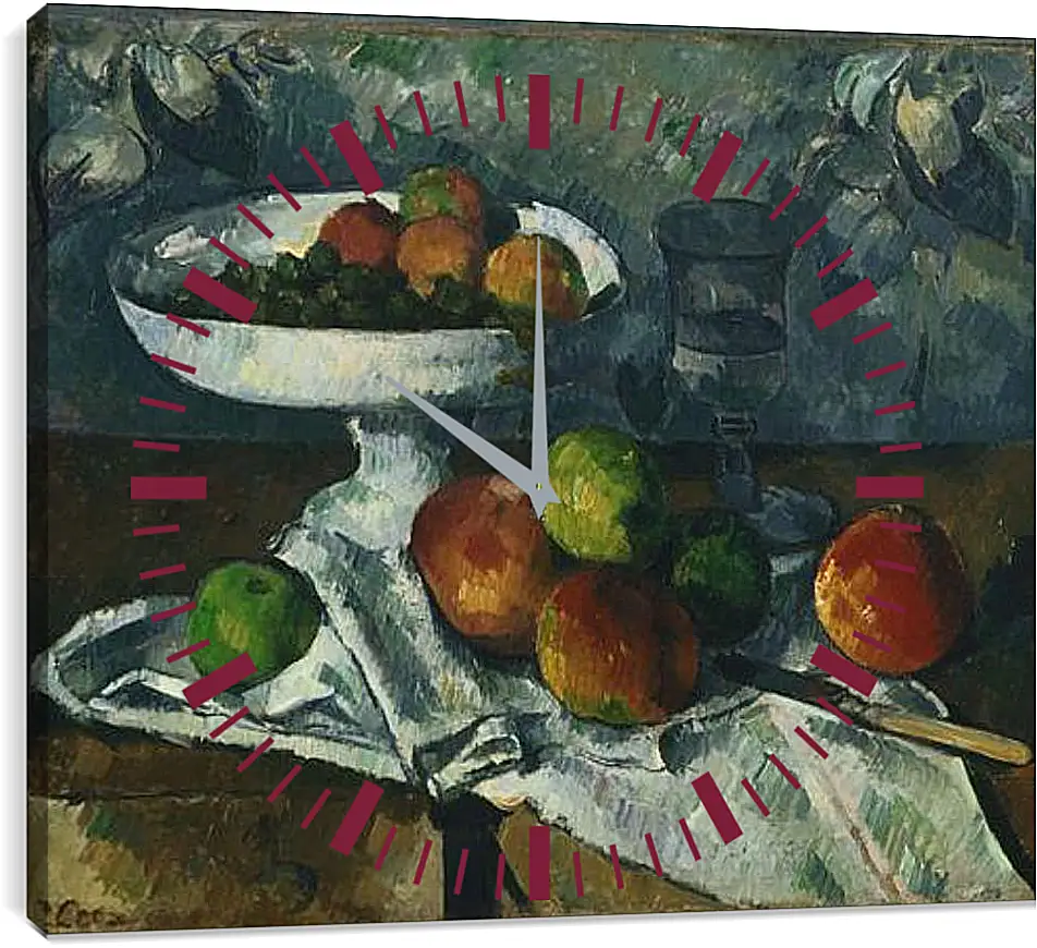 Часы картина - Still Life with Fruit Dish. Поль Сезанн