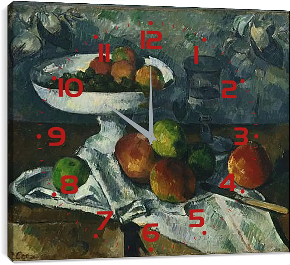 Часы картина - Still Life with Fruit Dish. Поль Сезанн