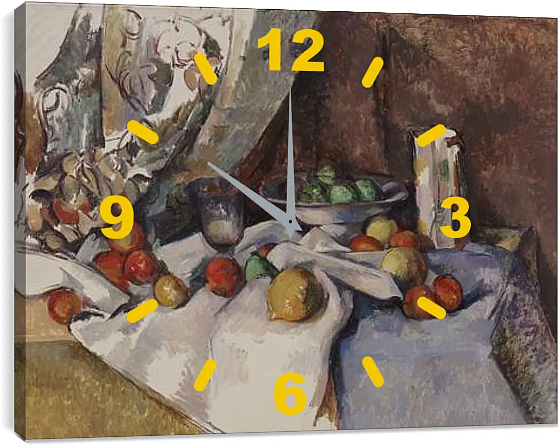 Часы картина - Still Life with Apples. Поль Сезанн