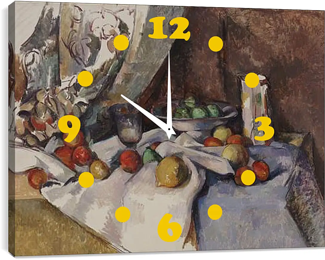 Часы картина - Still Life with Apples. Поль Сезанн
