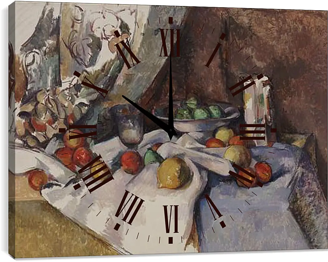 Часы картина - Still Life with Apples. Поль Сезанн