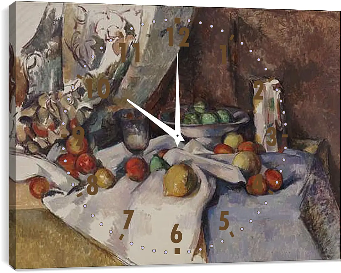 Часы картина - Still Life with Apples. Поль Сезанн
