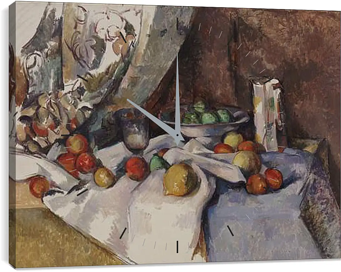 Часы картина - Still Life with Apples. Поль Сезанн