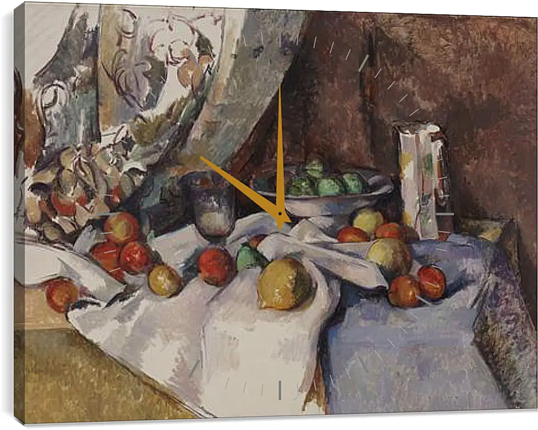 Часы картина - Still Life with Apples. Поль Сезанн