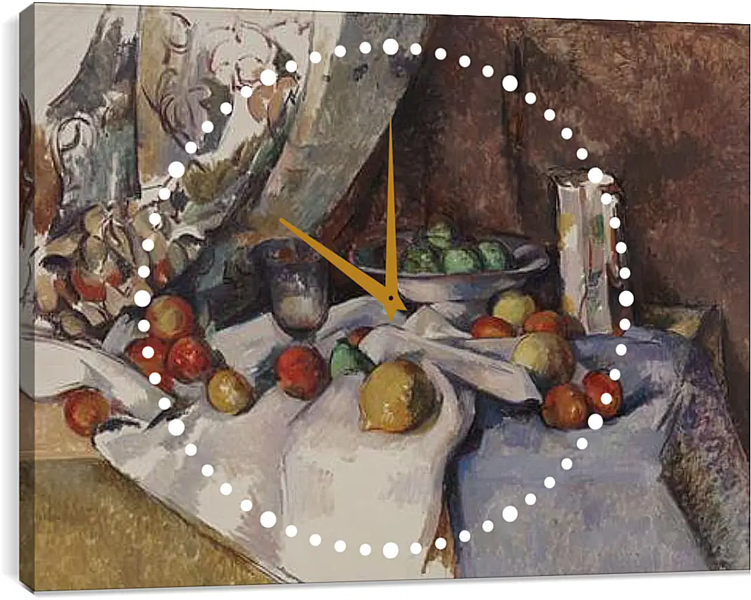 Часы картина - Still Life with Apples. Поль Сезанн