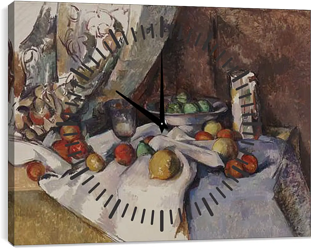 Часы картина - Still Life with Apples. Поль Сезанн