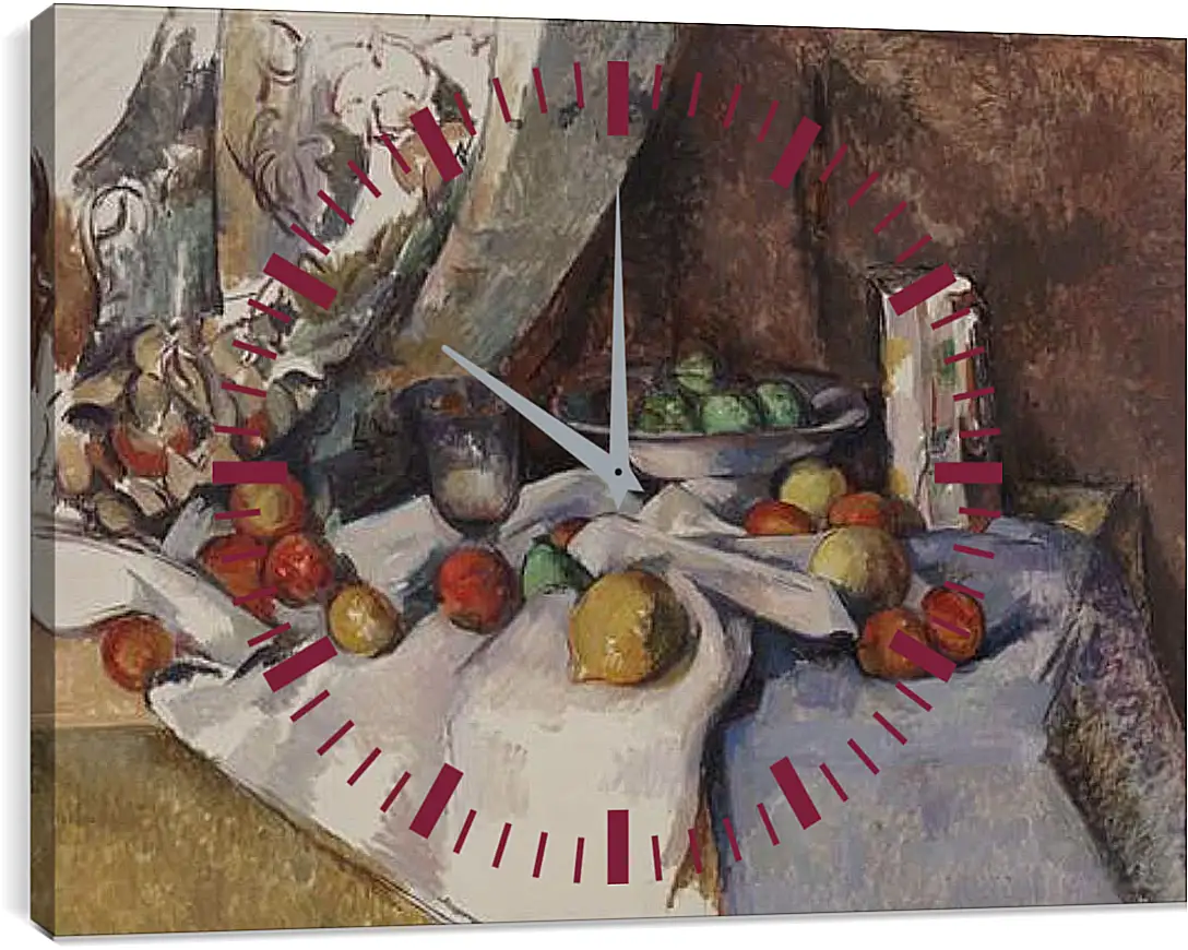 Часы картина - Still Life with Apples. Поль Сезанн