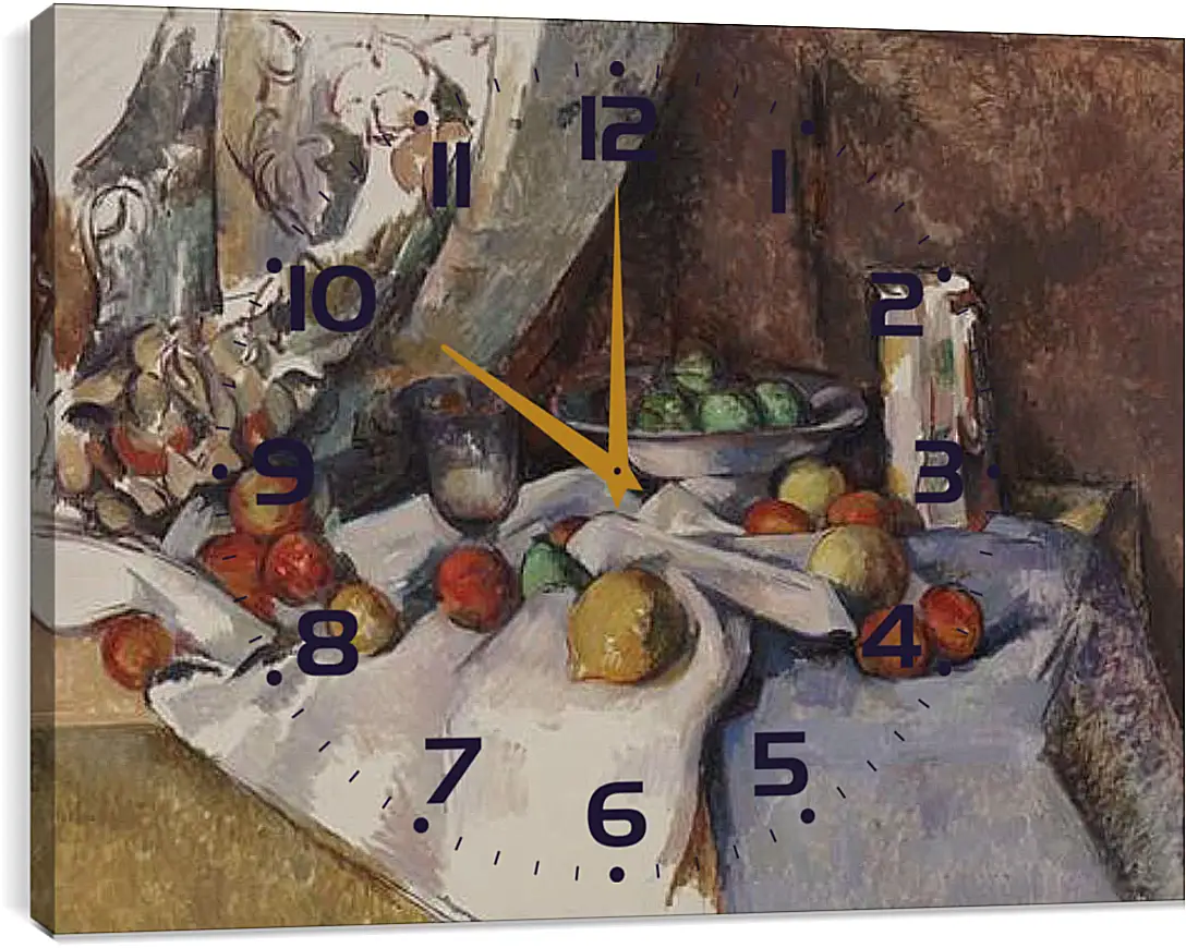 Часы картина - Still Life with Apples. Поль Сезанн