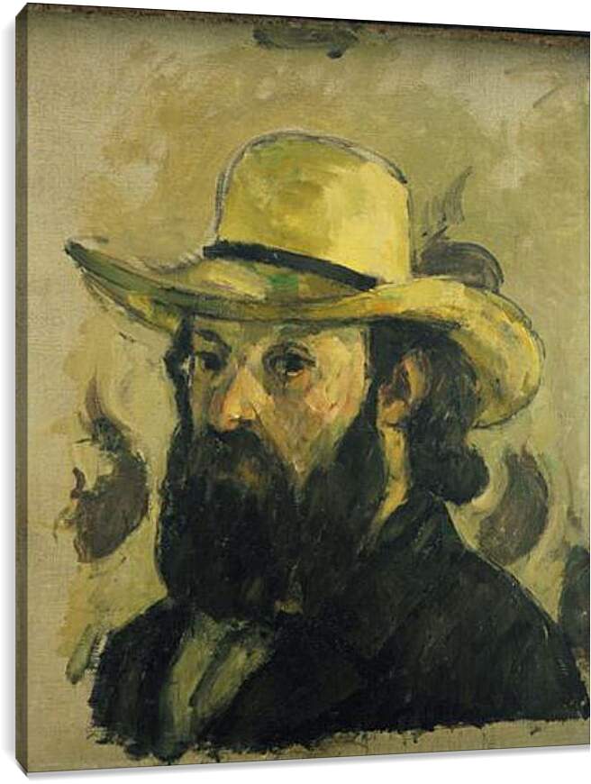 Постер и плакат - Self-Portrait in a Straw Hat. Поль Сезанн