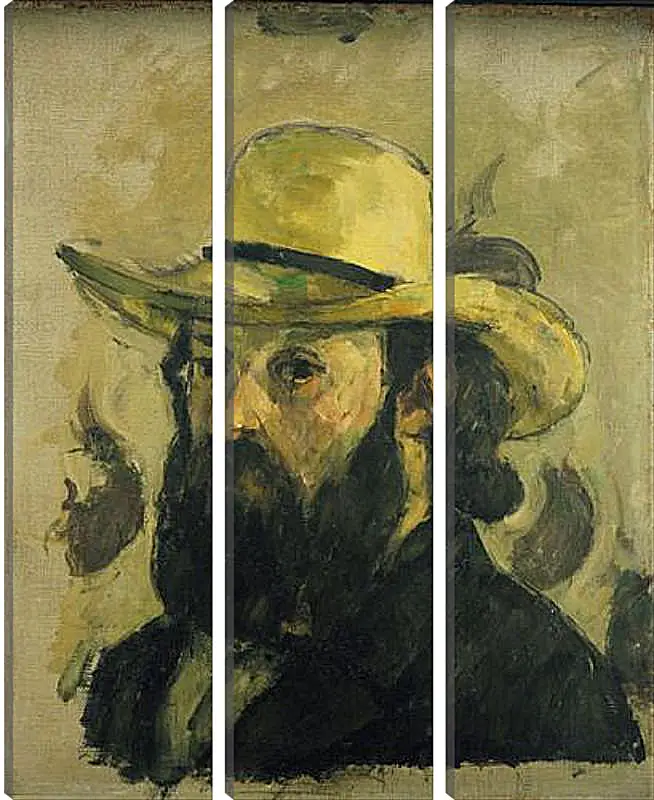 Модульная картина - Self-Portrait in a Straw Hat. Поль Сезанн