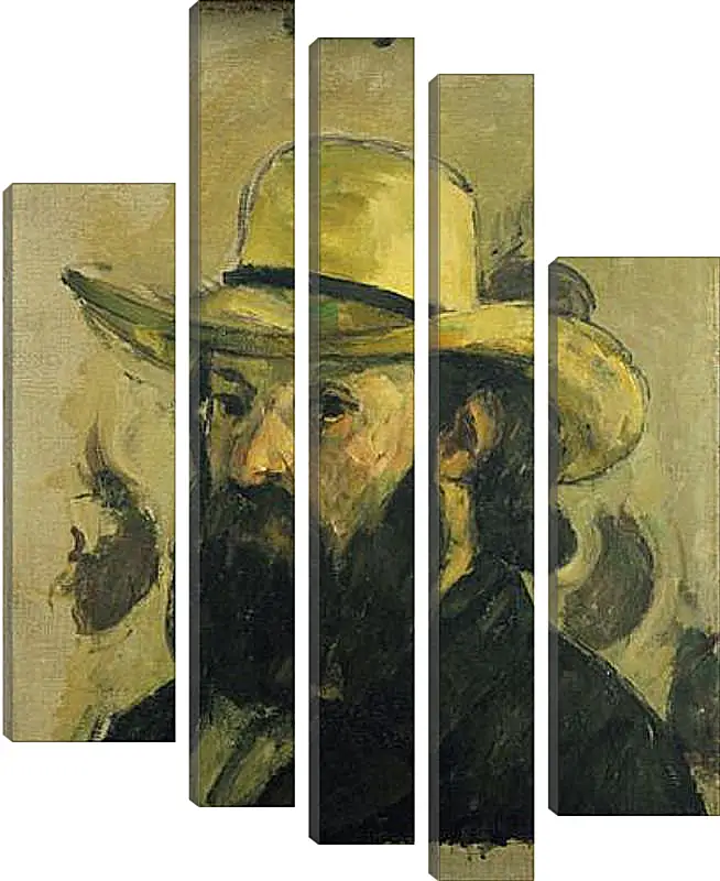 Модульная картина - Self-Portrait in a Straw Hat. Поль Сезанн