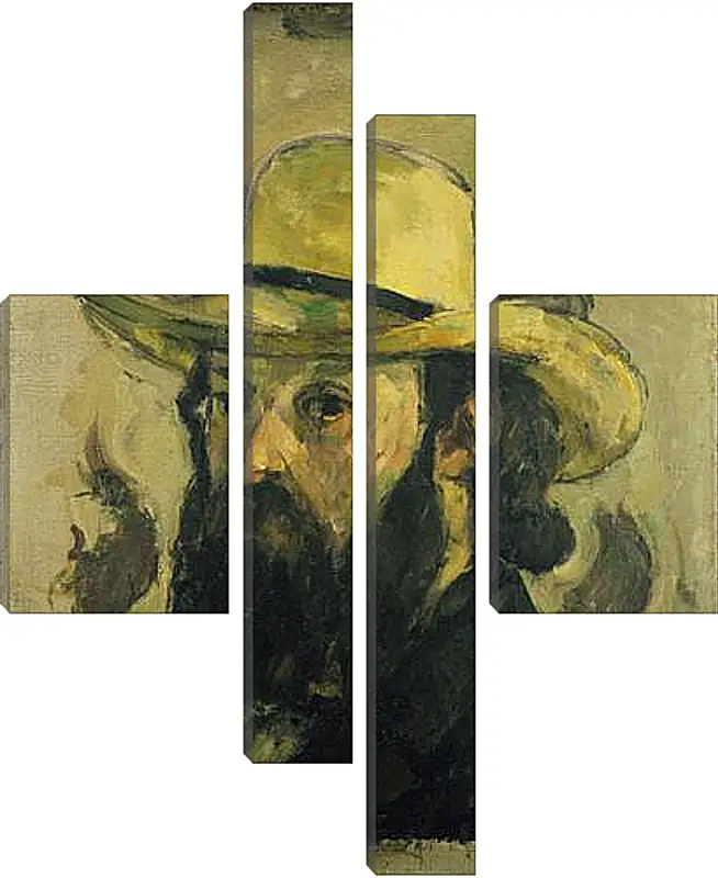 Модульная картина - Self-Portrait in a Straw Hat. Поль Сезанн