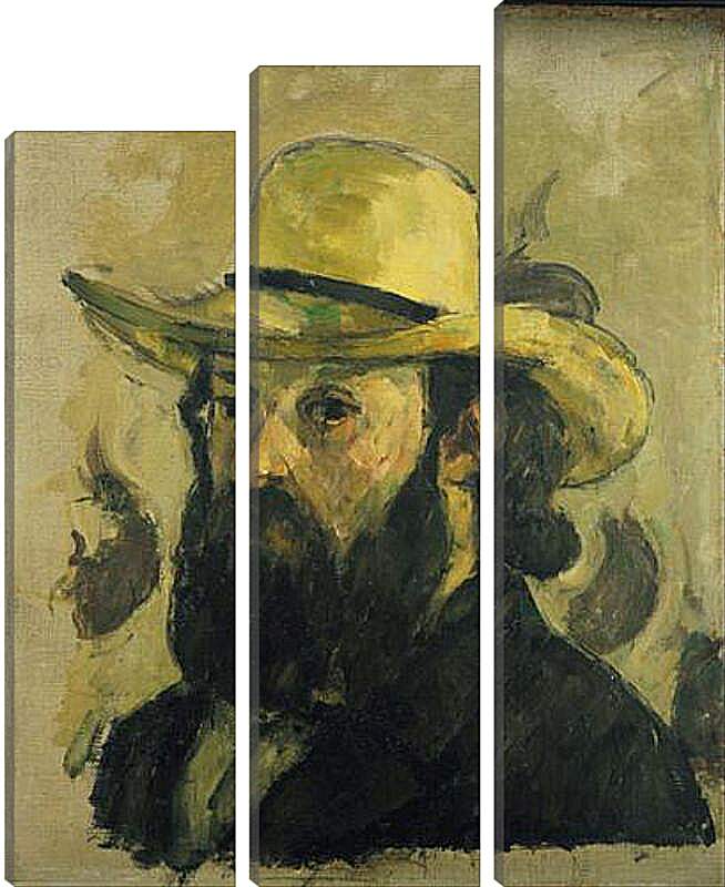 Модульная картина - Self-Portrait in a Straw Hat. Поль Сезанн