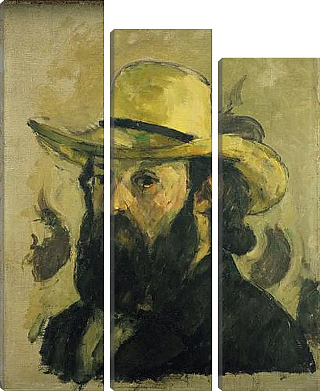 Модульная картина - Self-Portrait in a Straw Hat. Поль Сезанн