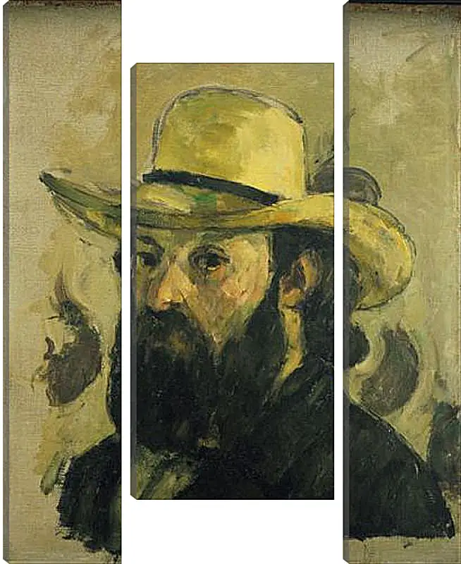 Модульная картина - Self-Portrait in a Straw Hat. Поль Сезанн