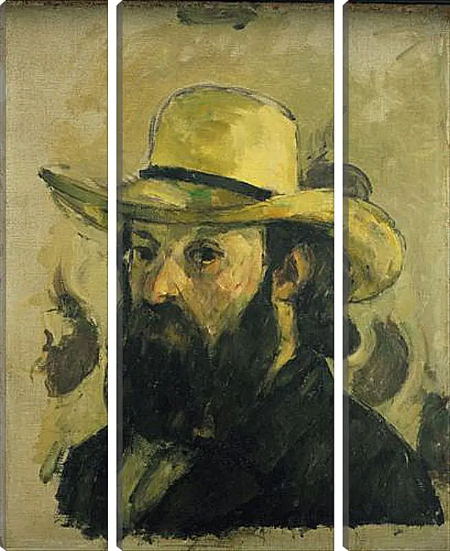 Модульная картина - Self-Portrait in a Straw Hat. Поль Сезанн