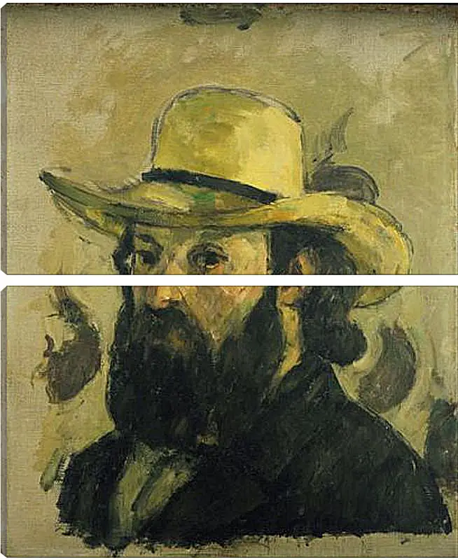 Модульная картина - Self-Portrait in a Straw Hat. Поль Сезанн