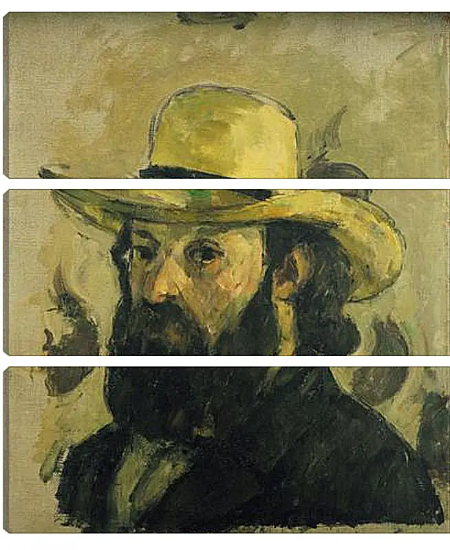 Модульная картина - Self-Portrait in a Straw Hat. Поль Сезанн