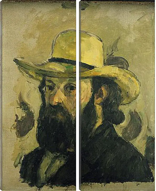 Модульная картина - Self-Portrait in a Straw Hat. Поль Сезанн