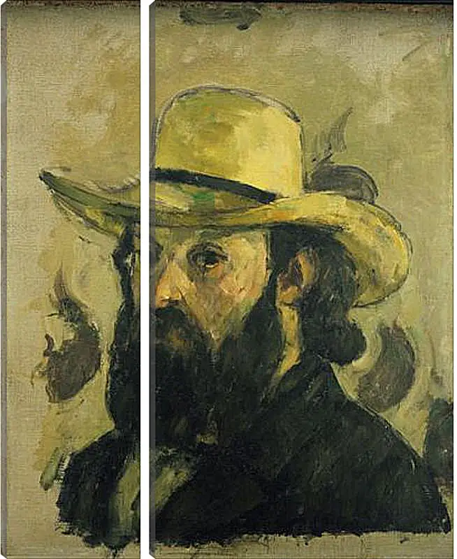 Модульная картина - Self-Portrait in a Straw Hat. Поль Сезанн