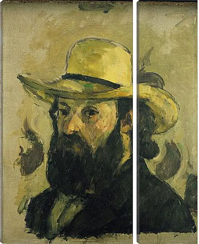 Модульная картина - Self-Portrait in a Straw Hat. Поль Сезанн