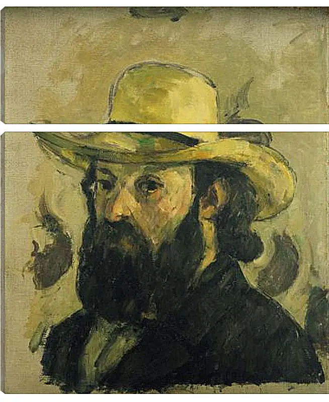 Модульная картина - Self-Portrait in a Straw Hat. Поль Сезанн