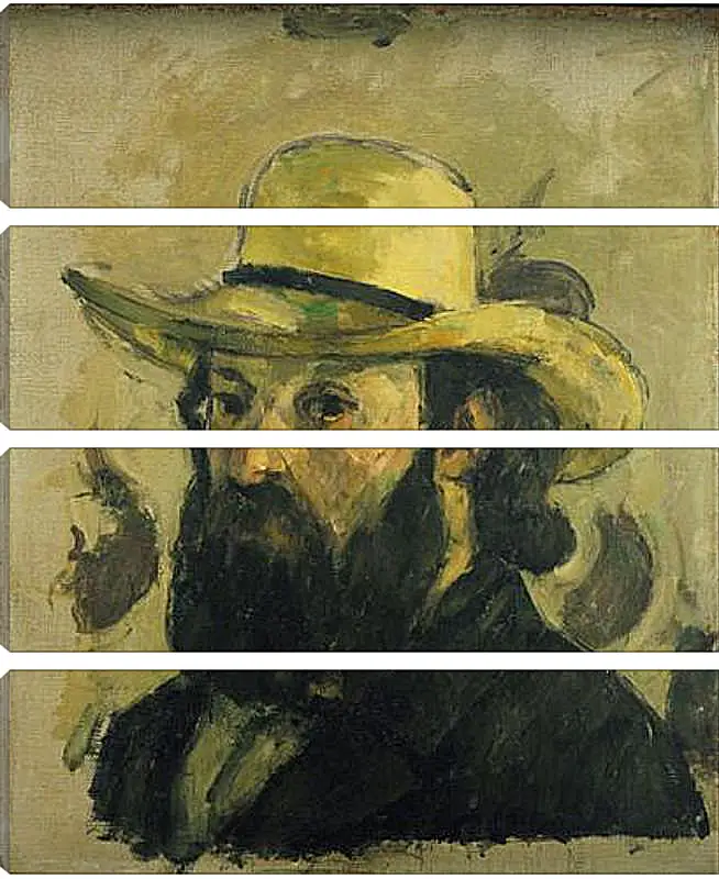 Модульная картина - Self-Portrait in a Straw Hat. Поль Сезанн