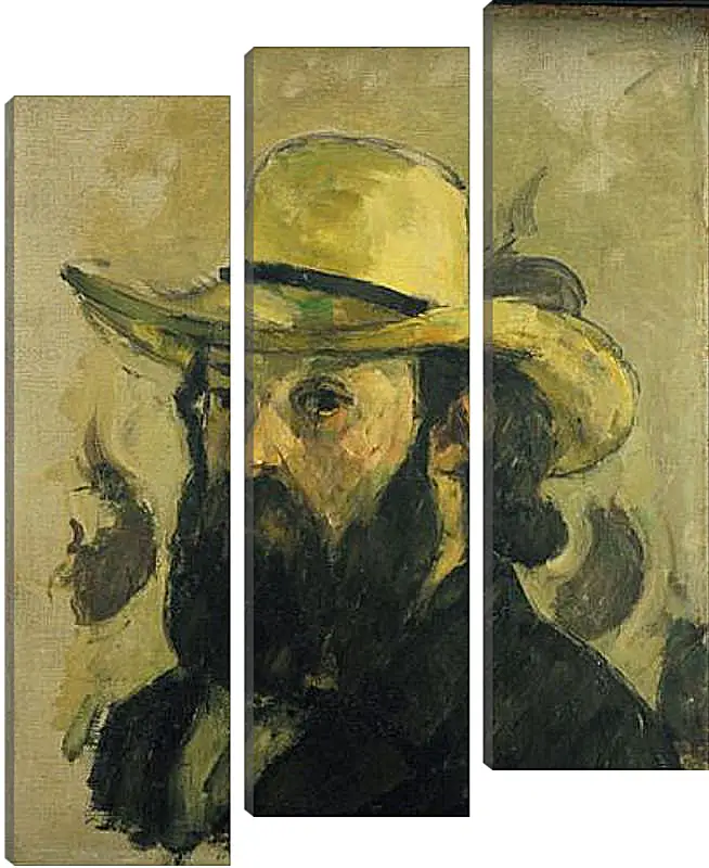 Модульная картина - Self-Portrait in a Straw Hat. Поль Сезанн