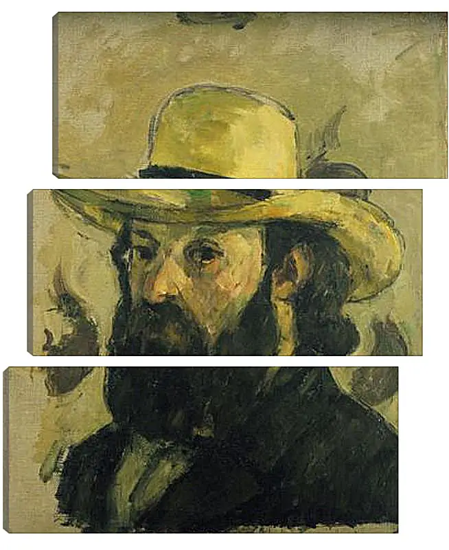 Модульная картина - Self-Portrait in a Straw Hat. Поль Сезанн