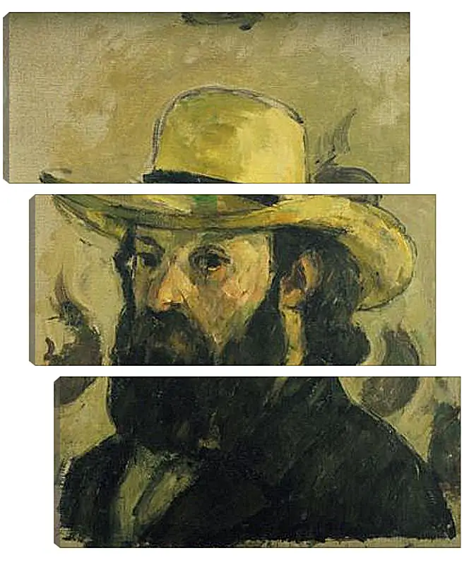 Модульная картина - Self-Portrait in a Straw Hat. Поль Сезанн