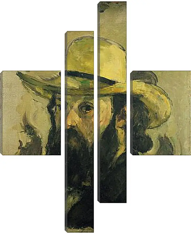 Модульная картина - Self-Portrait in a Straw Hat. Поль Сезанн