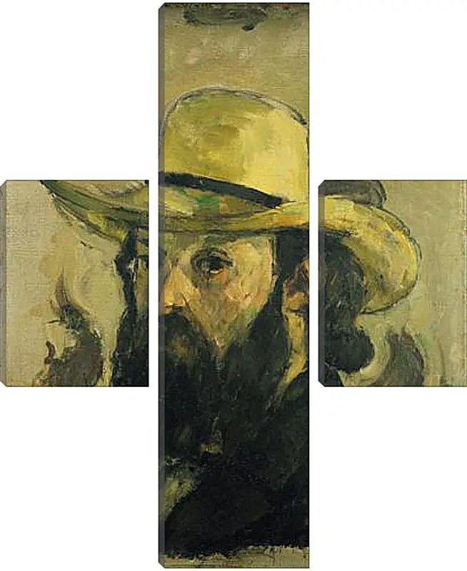 Модульная картина - Self-Portrait in a Straw Hat. Поль Сезанн