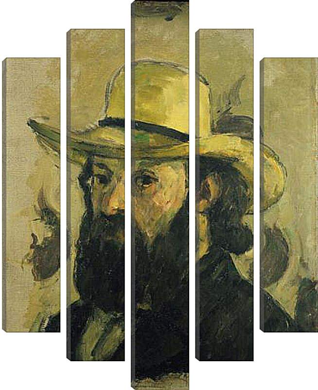 Модульная картина - Self-Portrait in a Straw Hat. Поль Сезанн