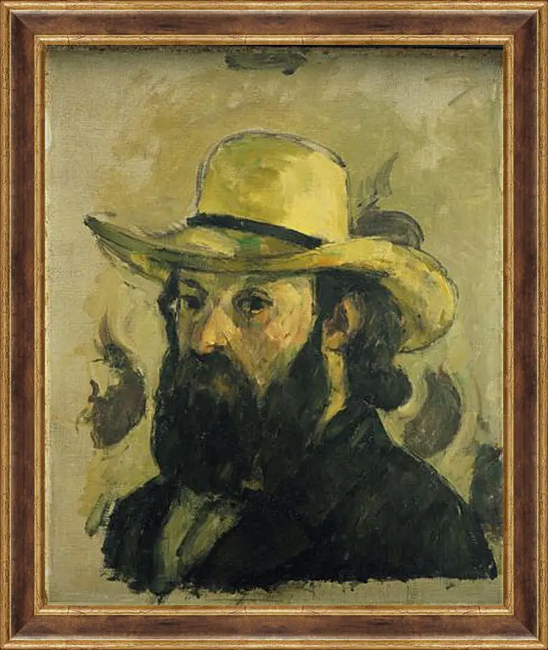 Картина в раме - Self-Portrait in a Straw Hat. Поль Сезанн