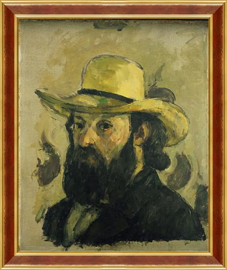 Картина в раме - Self-Portrait in a Straw Hat. Поль Сезанн