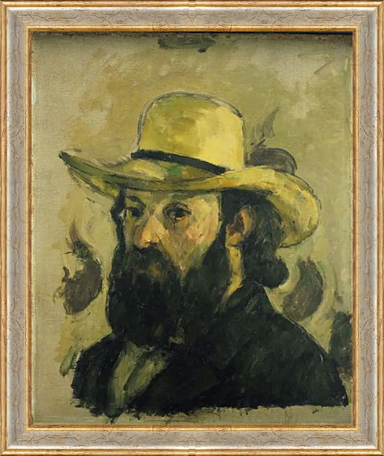 Картина в раме - Self-Portrait in a Straw Hat. Поль Сезанн