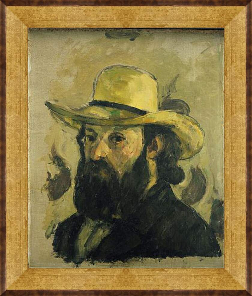 Картина в раме - Self-Portrait in a Straw Hat. Поль Сезанн