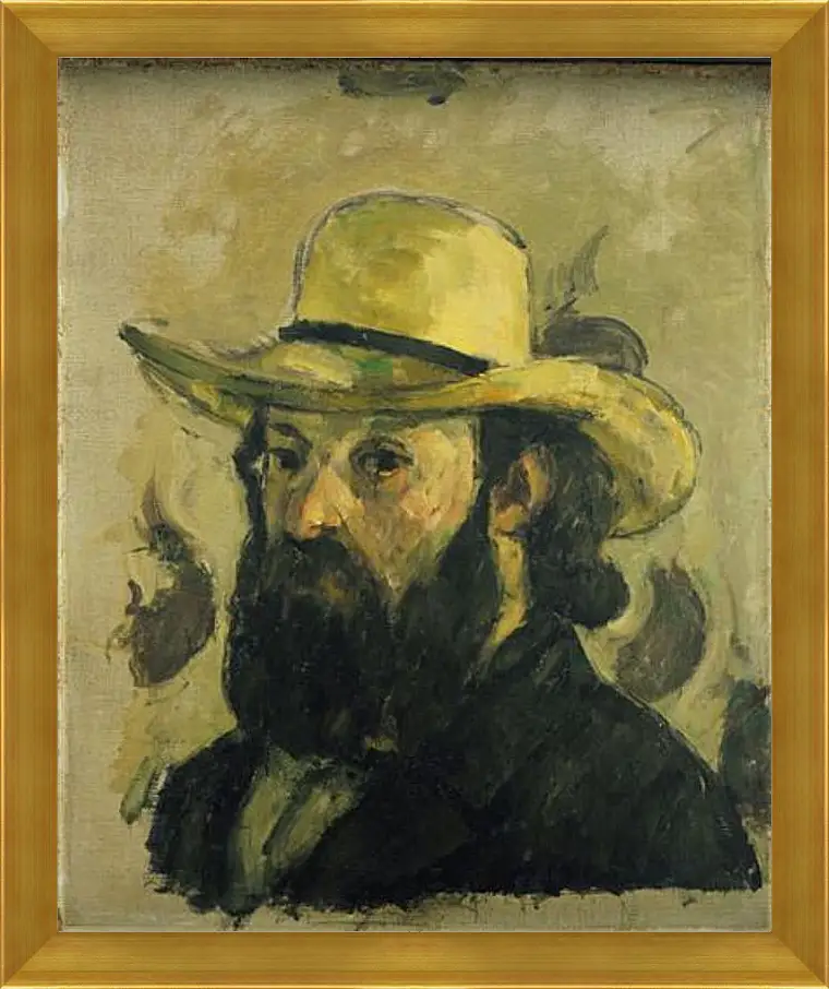 Картина в раме - Self-Portrait in a Straw Hat. Поль Сезанн